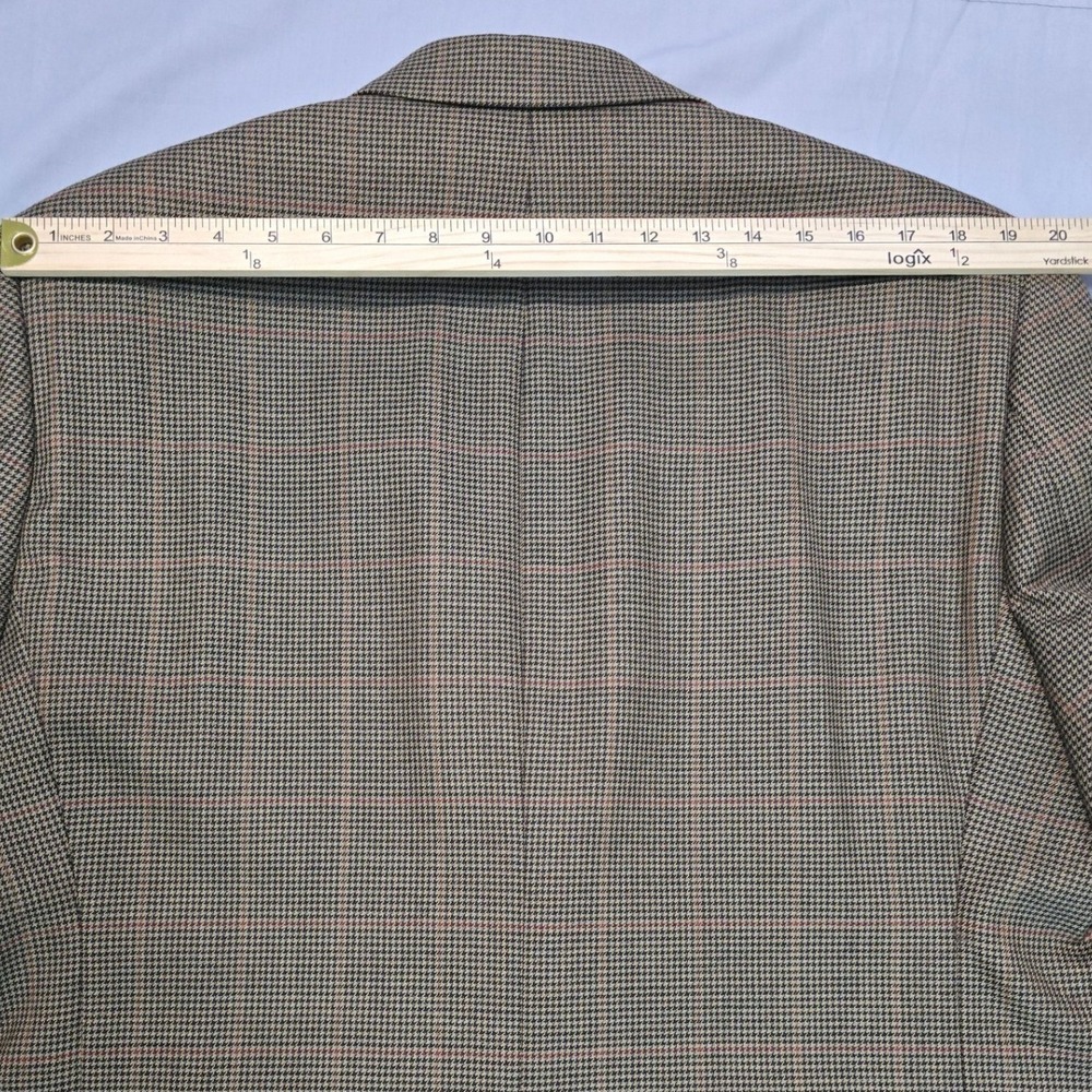 100% Wool IZOD Mens 44S Brown Houndstooth Blazer Woolmark Sport Coat suit - Picture 6 of 16